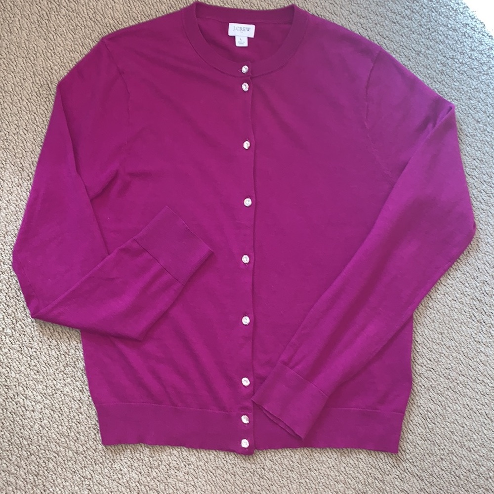 J. Crew long sleeve cardigan sweater in purple, size L